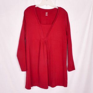 DUO Maternity Red Tunic Top Cotton Size Large